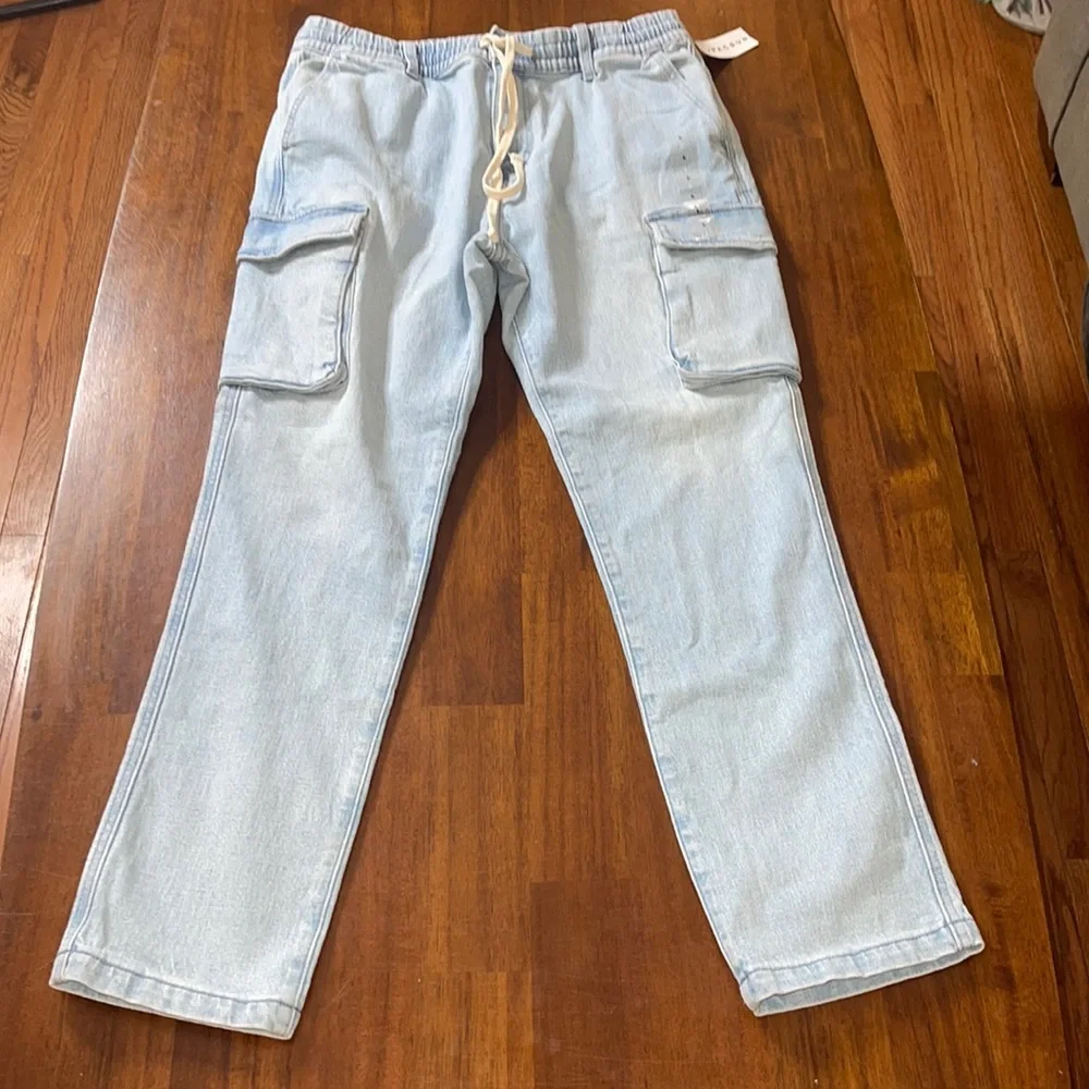 PacSun ladies drawstring slim taper denim jeans. Size large. NWT.